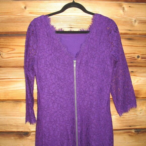Diane Von Furstenberg Purple Lace Mini Dress Celeb Style - Picture 6 of 9